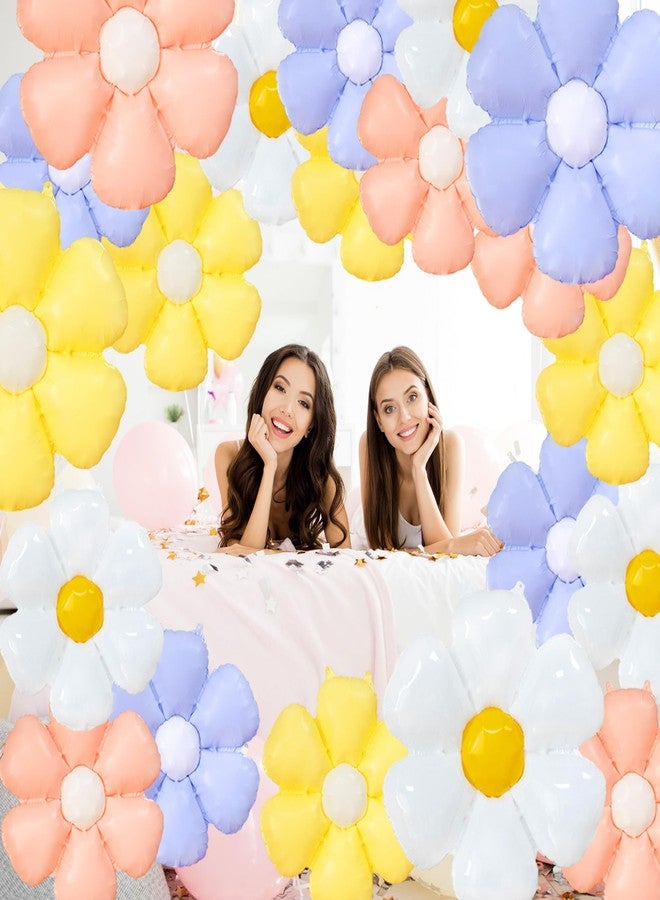 EUVBOKW Daisy Flower Balloons,20 Pcs Colorful Foil Daisy Balloons for Groovy Baby Shower Birthday Wedding Summer Spring Party Decorations Supplies (Pink Yellow White Purple) - Image 5